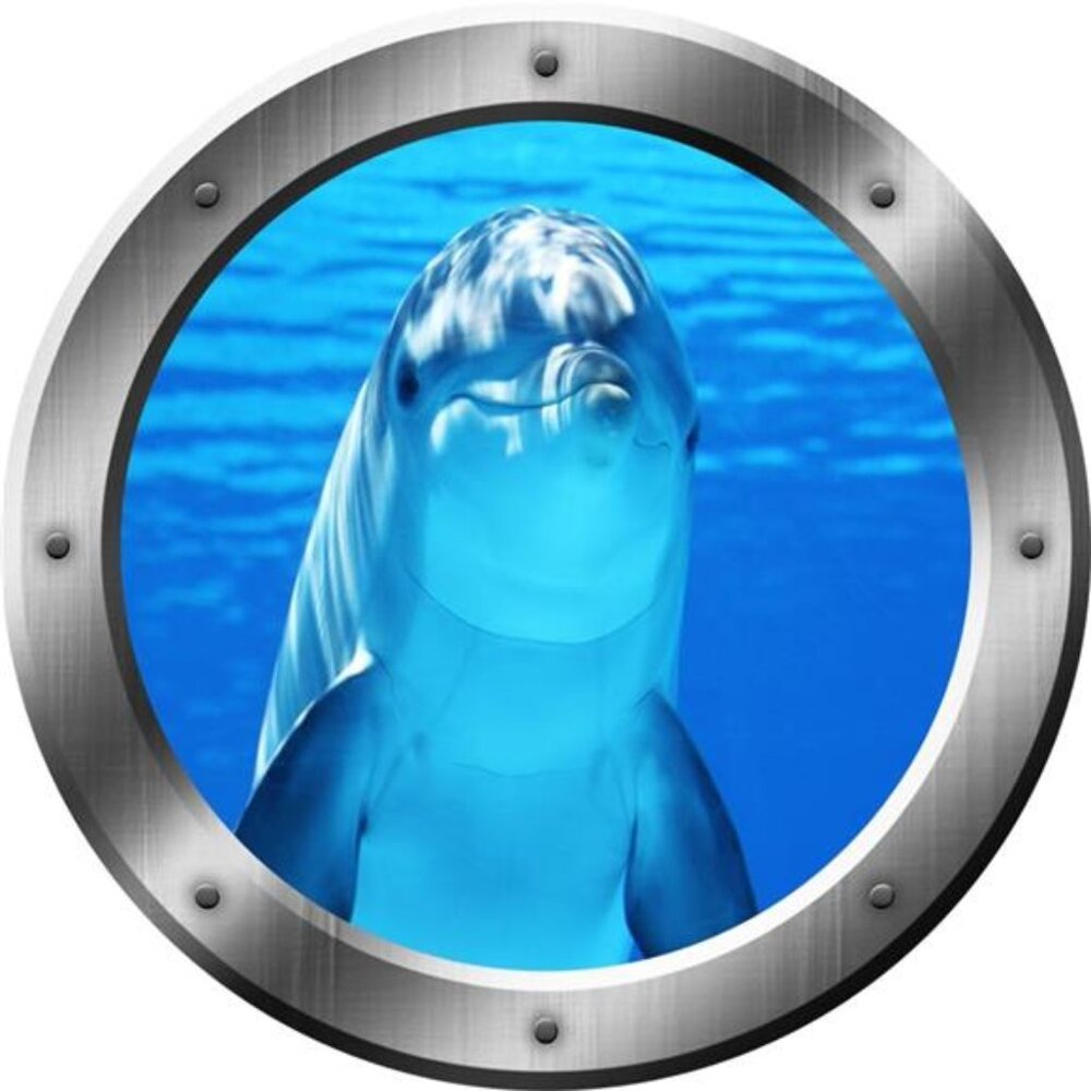 Wall Decal Dolphin Porthole 3D Wall Sticker Peel and Stick Decor